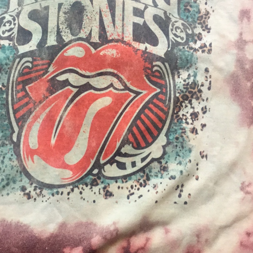 Bleached Style Rolling Stones Band Shirt Maroon - Picture 5 of 7
